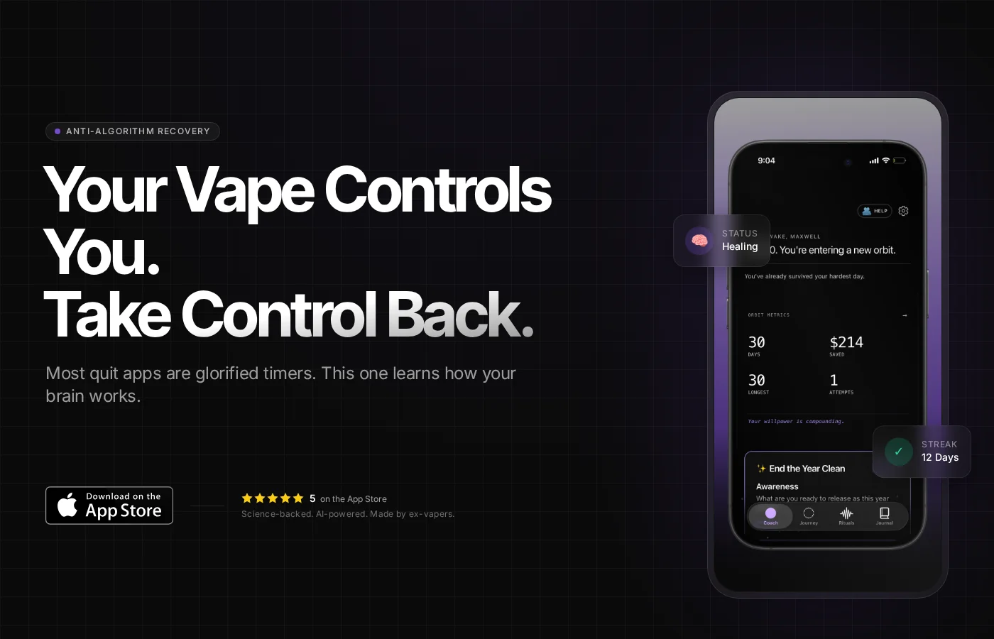 Vape Quit Coach — Mobile App by ninetynine digital